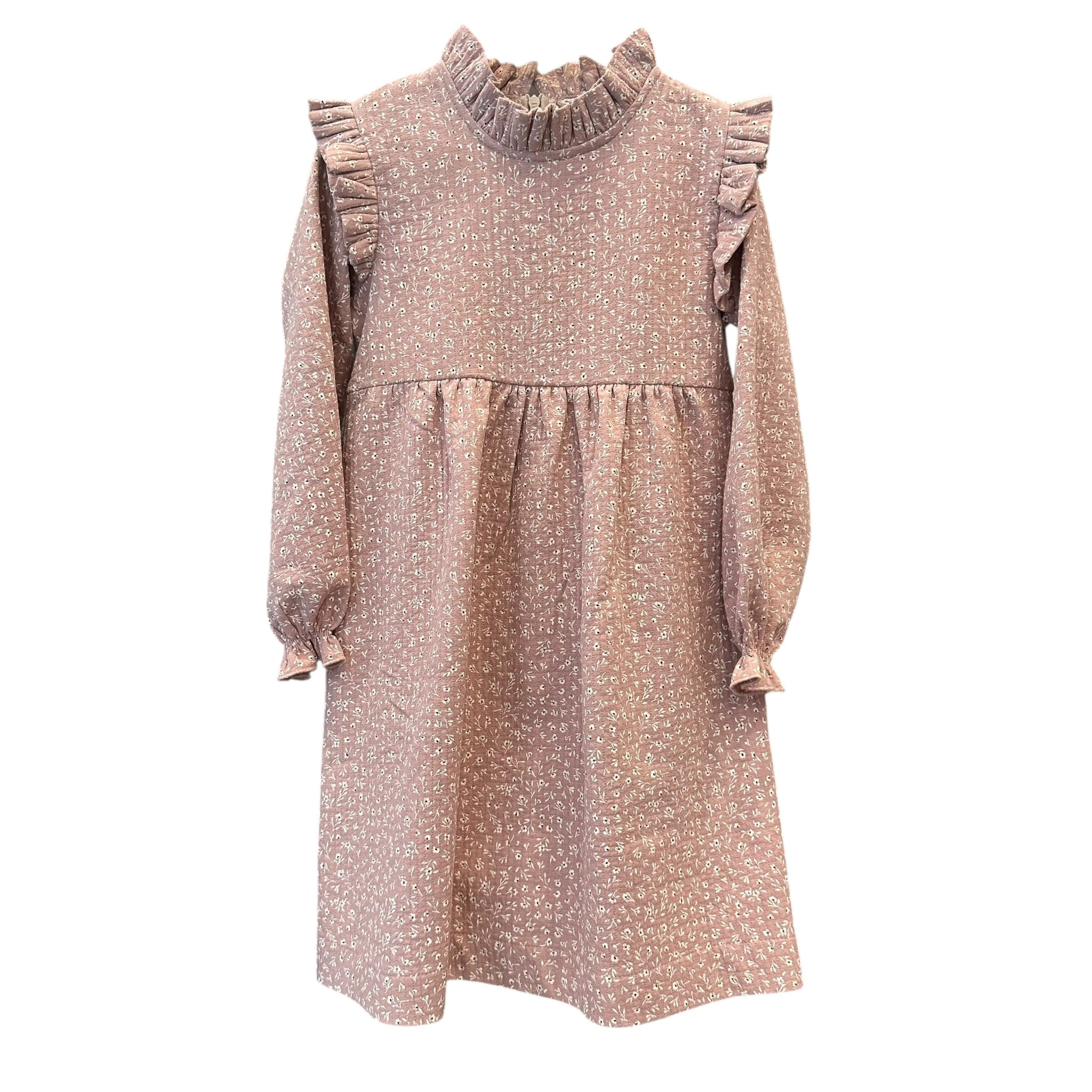 VESTIDO CANESÚ CUELLO ALTO ALITA MINIFLOR ROSA EMPOLVADA