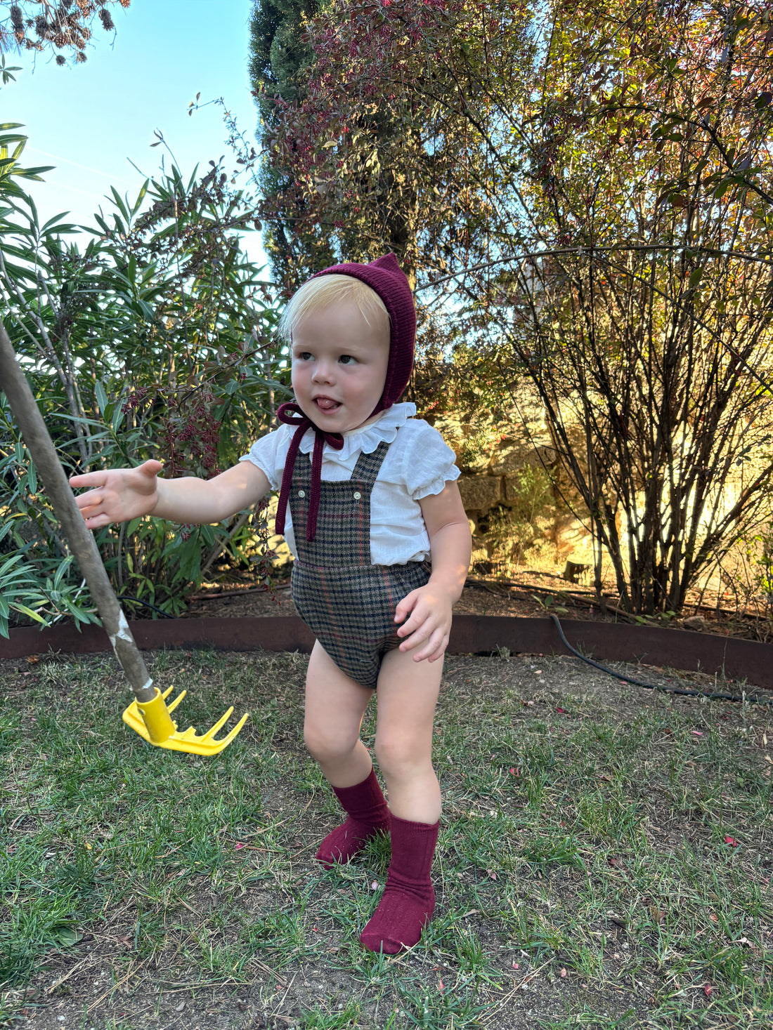 Bombacho peto cuadro gales marrón