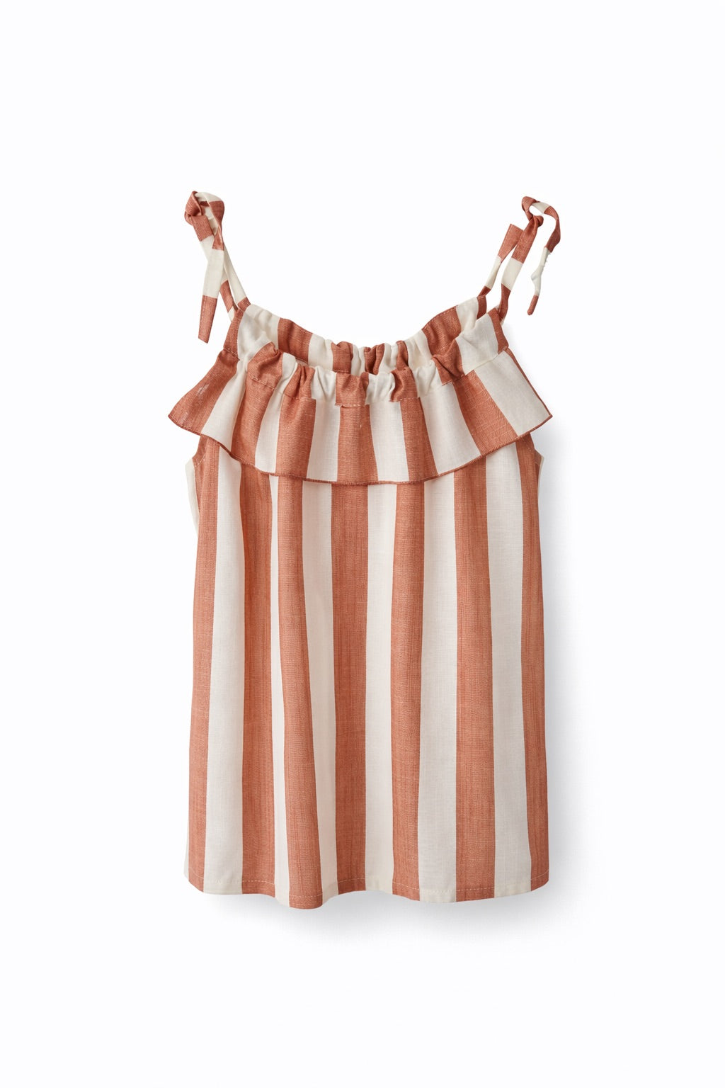 VESTIDO TIRANTES RAYA ARCILLA