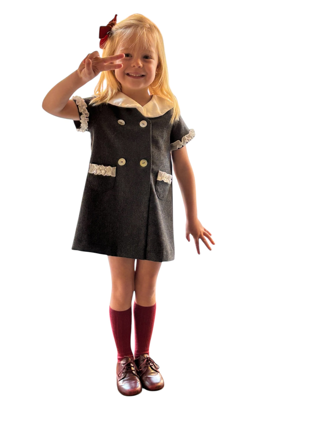 VESTIDO CRUZADO ESPIGA GRIS MARENGO