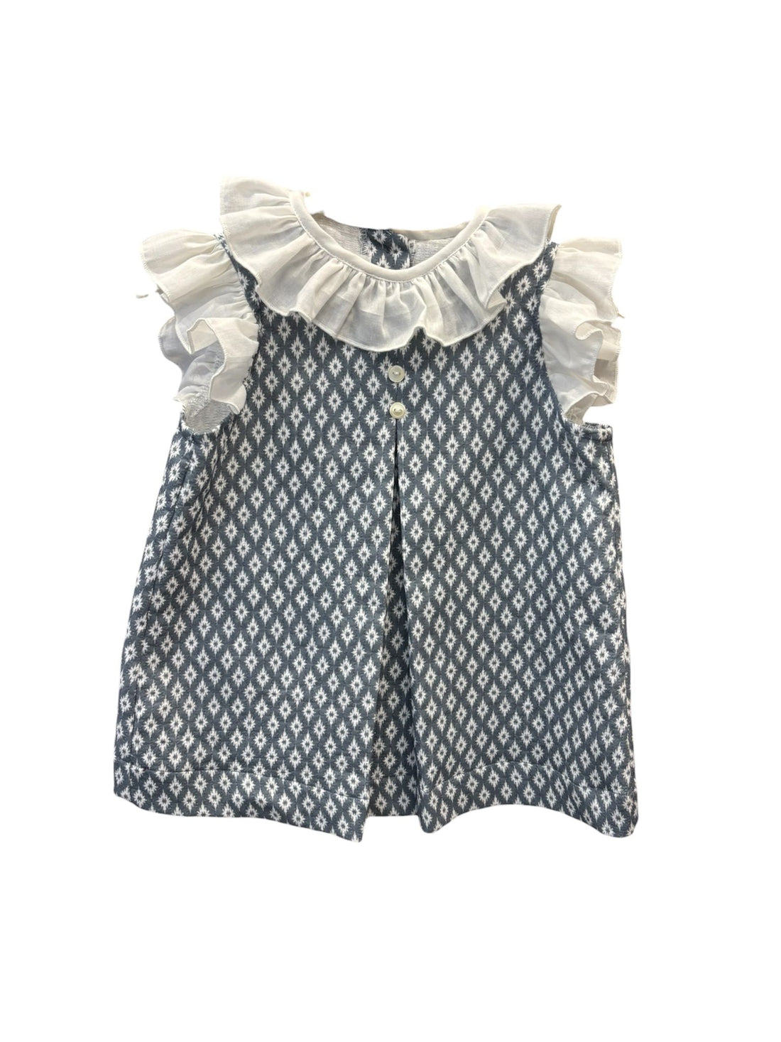 VESTIDO BABET IKAT AZUL CON ALITA