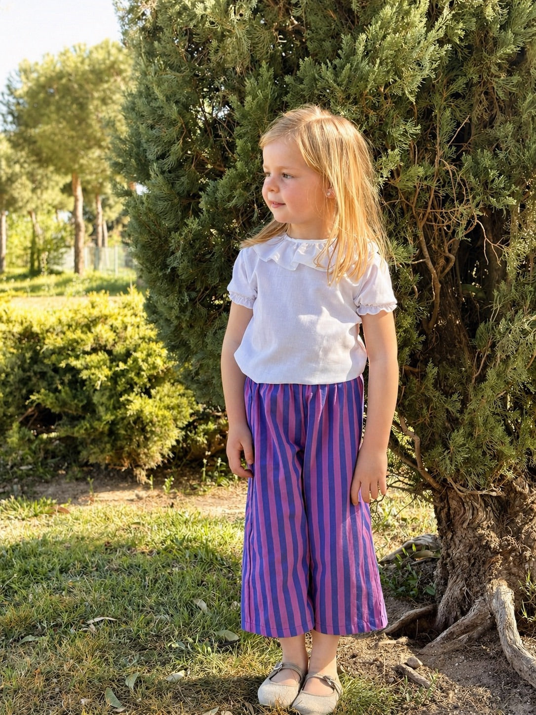 PANTALÓN LARGO RAYA MORADA