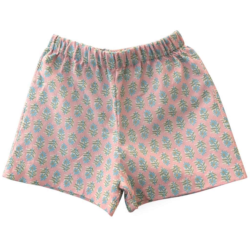 PANTALÓN CORTO ROSA FLOR AZUL