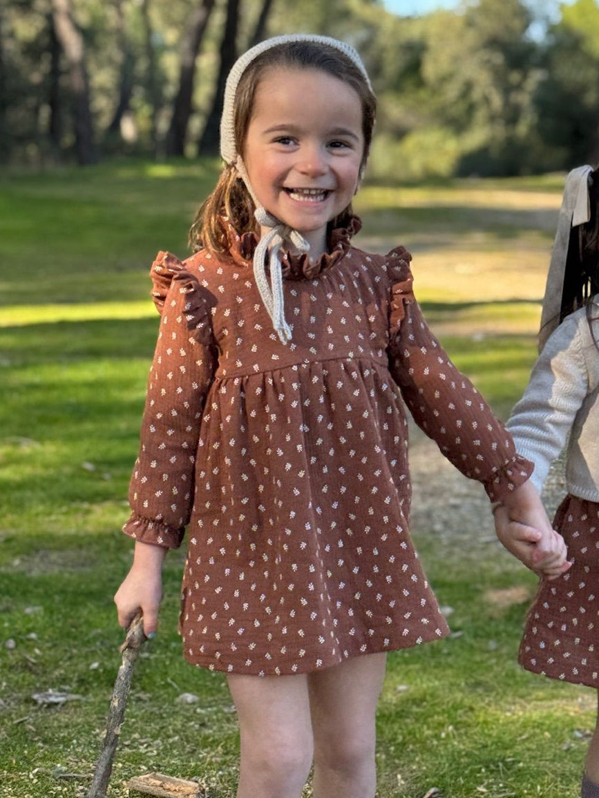 VESTIDO CANESÚ CUELLO ALTO ALITA RAMITA MARRÓN