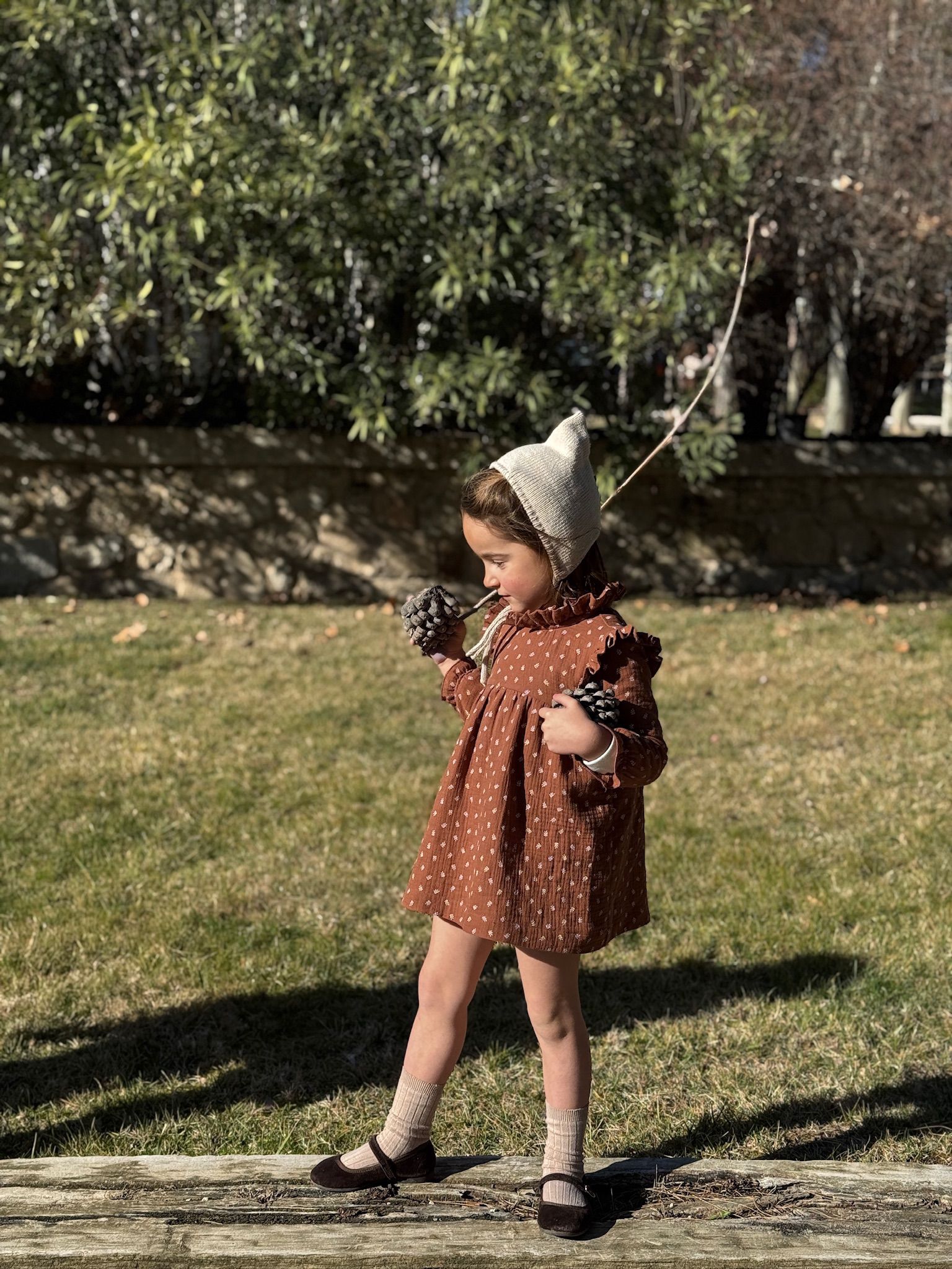 VESTIDO CANESÚ CUELLO ALTO ALITA RAMITA MARRÓN