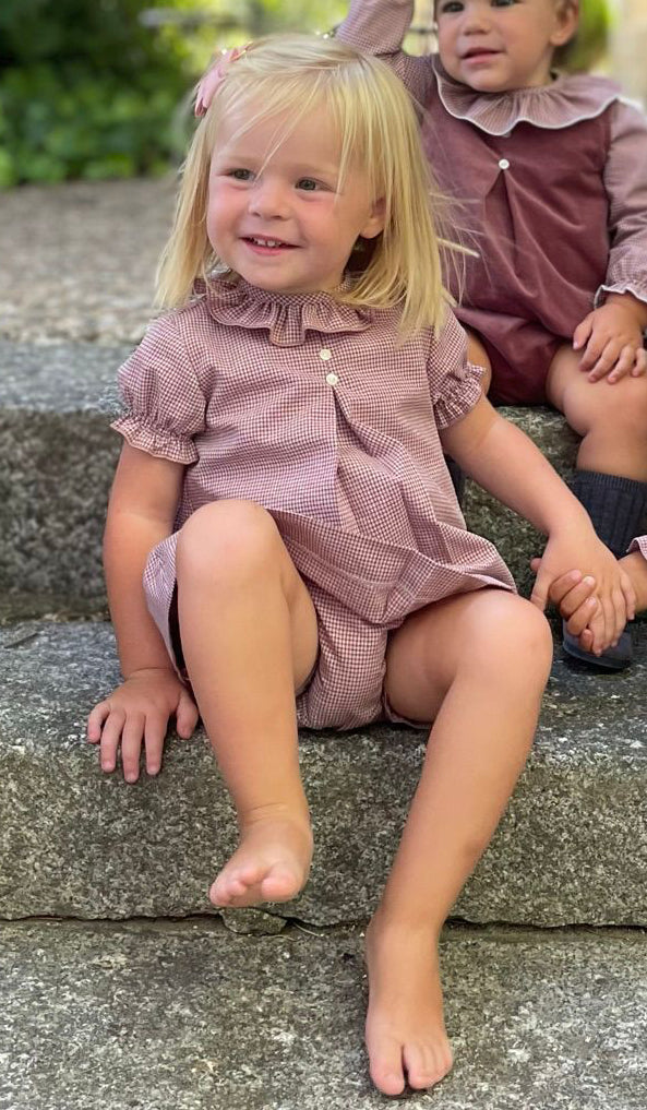 VESTIDO BABET CUADRITO BERENJENA