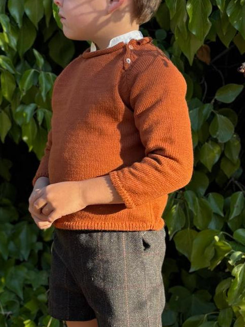 Pantalón corto lana carbón teja