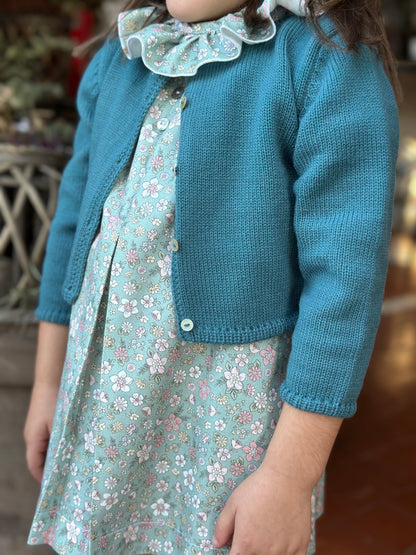 VESTIDO BABET FLOR VERDE AGUA