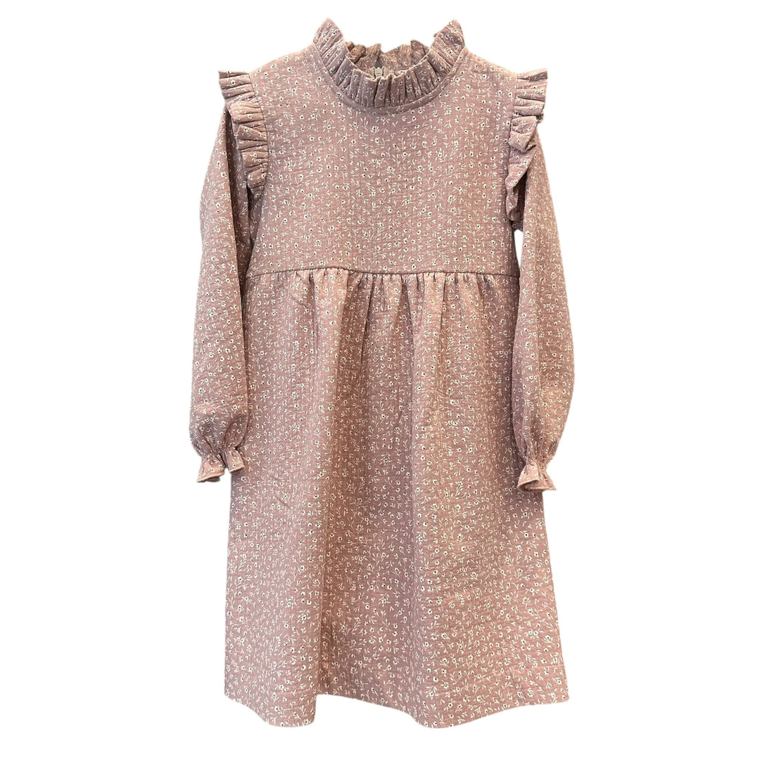 VESTIDO CANESÚ CUELLO ALTO ALITA MINIFLOR ROSA EMPOLVADA