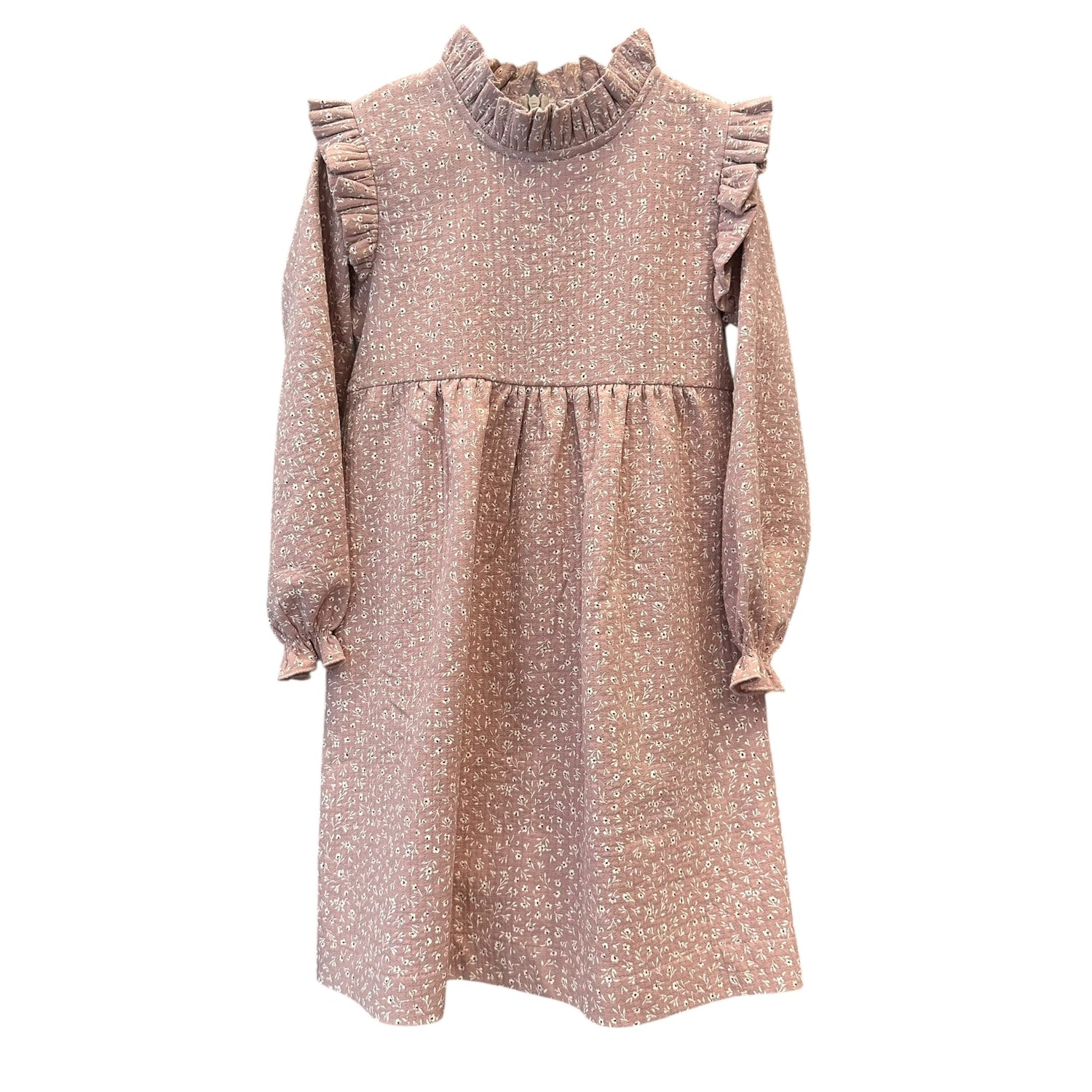 VESTIDO CANESÚ CUELLO ALTO ALITA MINIFLOR ROSA EMPOLVADA