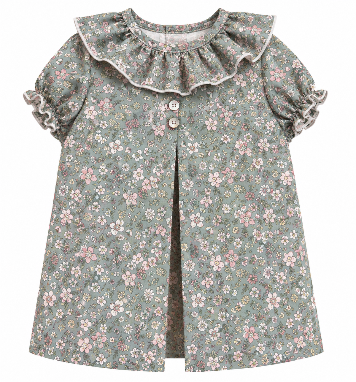 VESTIDO BABET FLOR VERDE AGUA