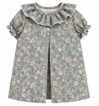 VESTIDO BABET FLOR VERDE AGUA