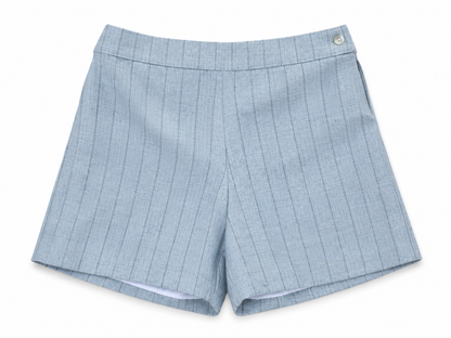 PANTALÓN CORTO AZUL GRISÁCEO RAYA GRIS
