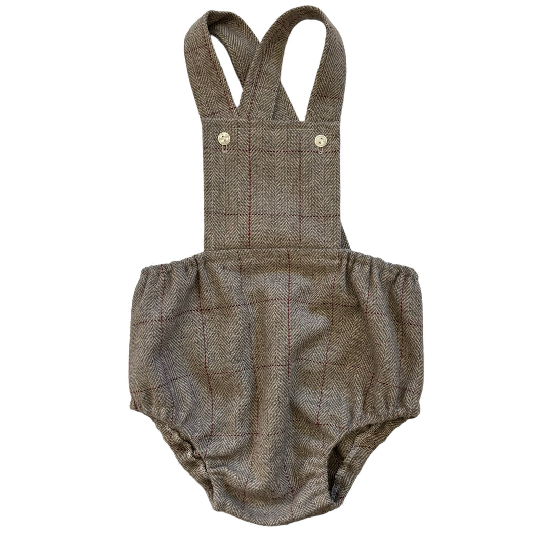 Bombacho peto cuadro lana beige