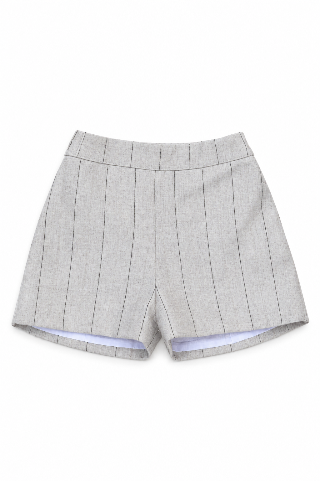 PANTALÓN CORTO BEIGE RAYA GRIS
