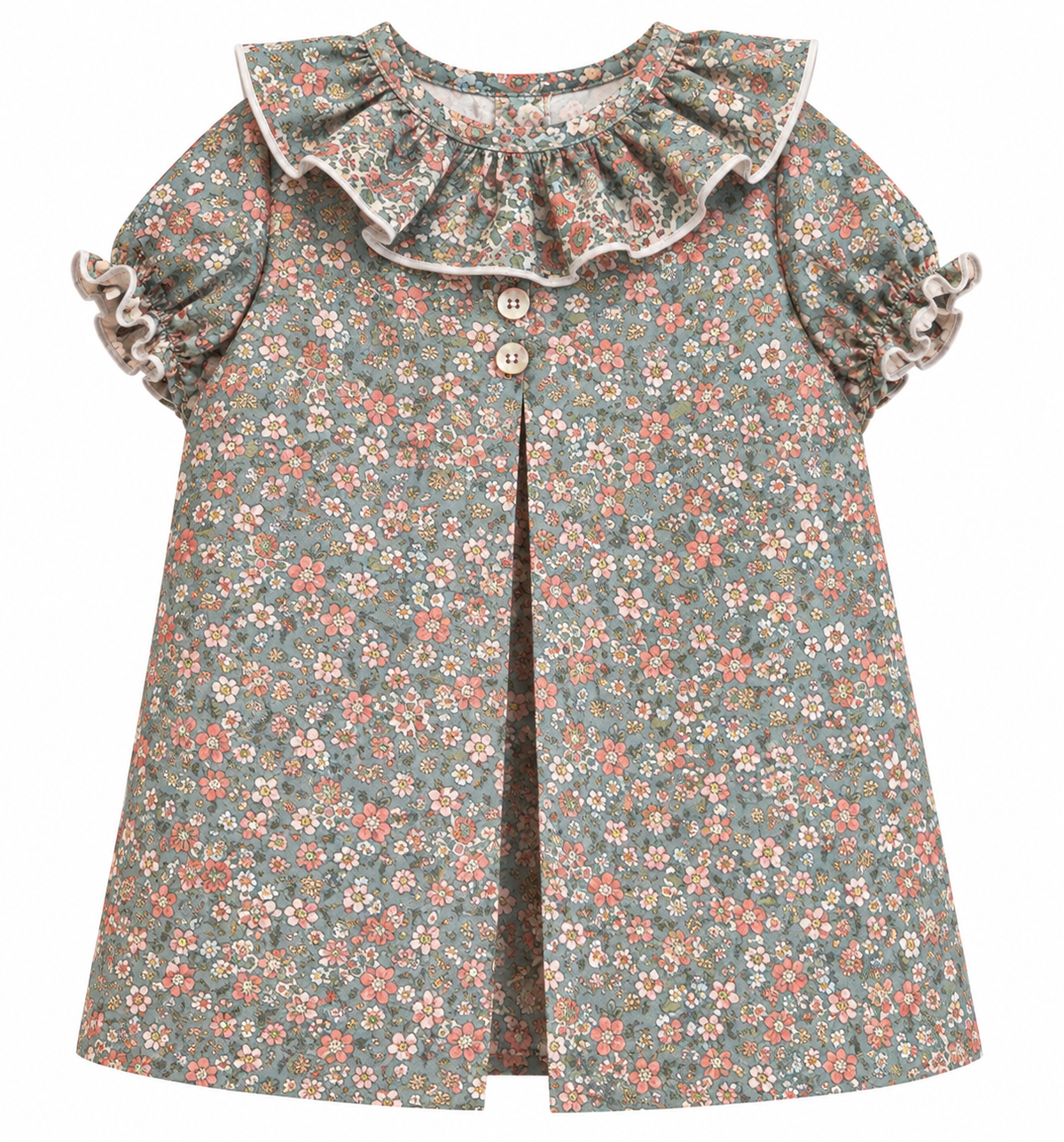 VESTIDO BABET FLOR VERDE CORAL