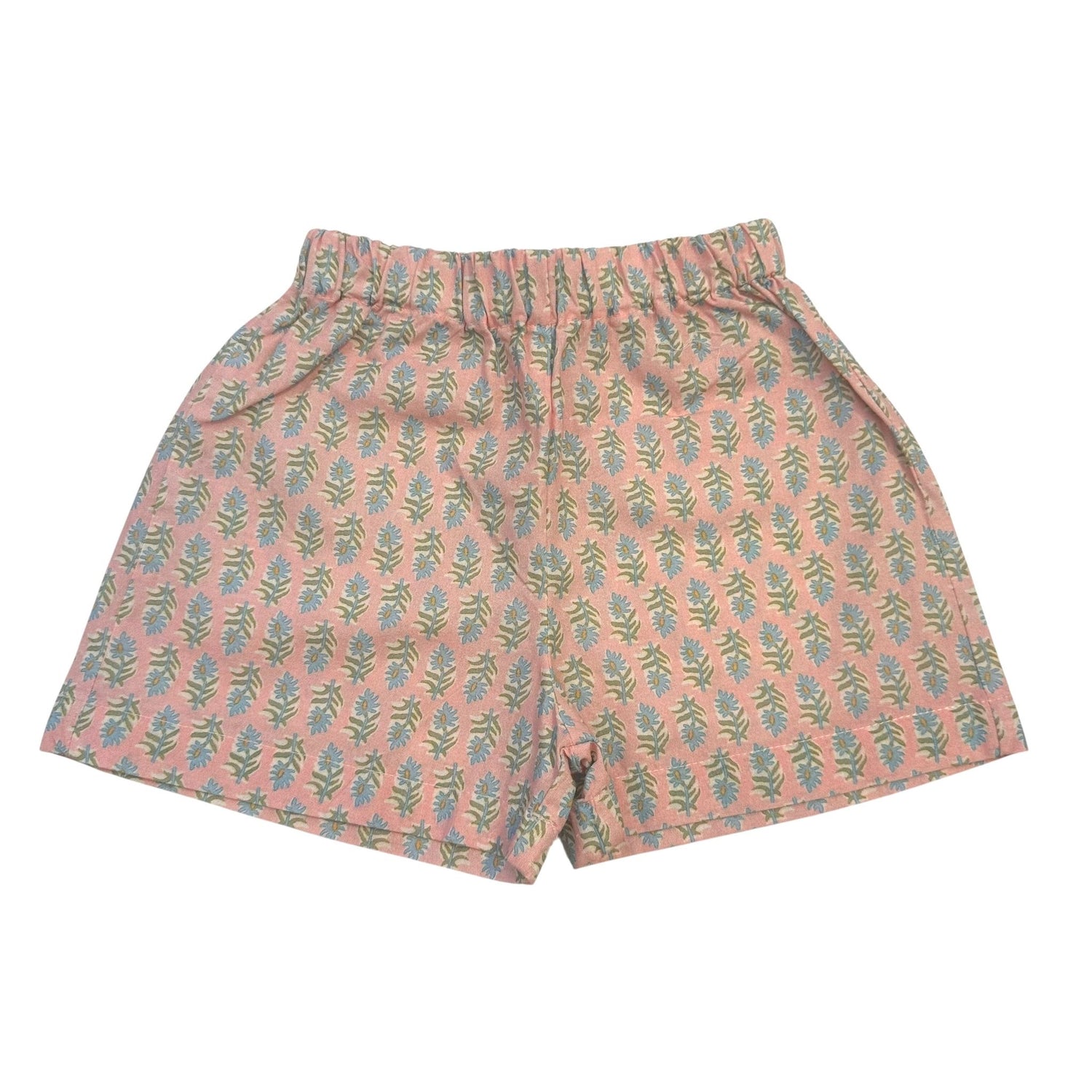 PANTALÓN CORTO ROSA FLOR AZUL