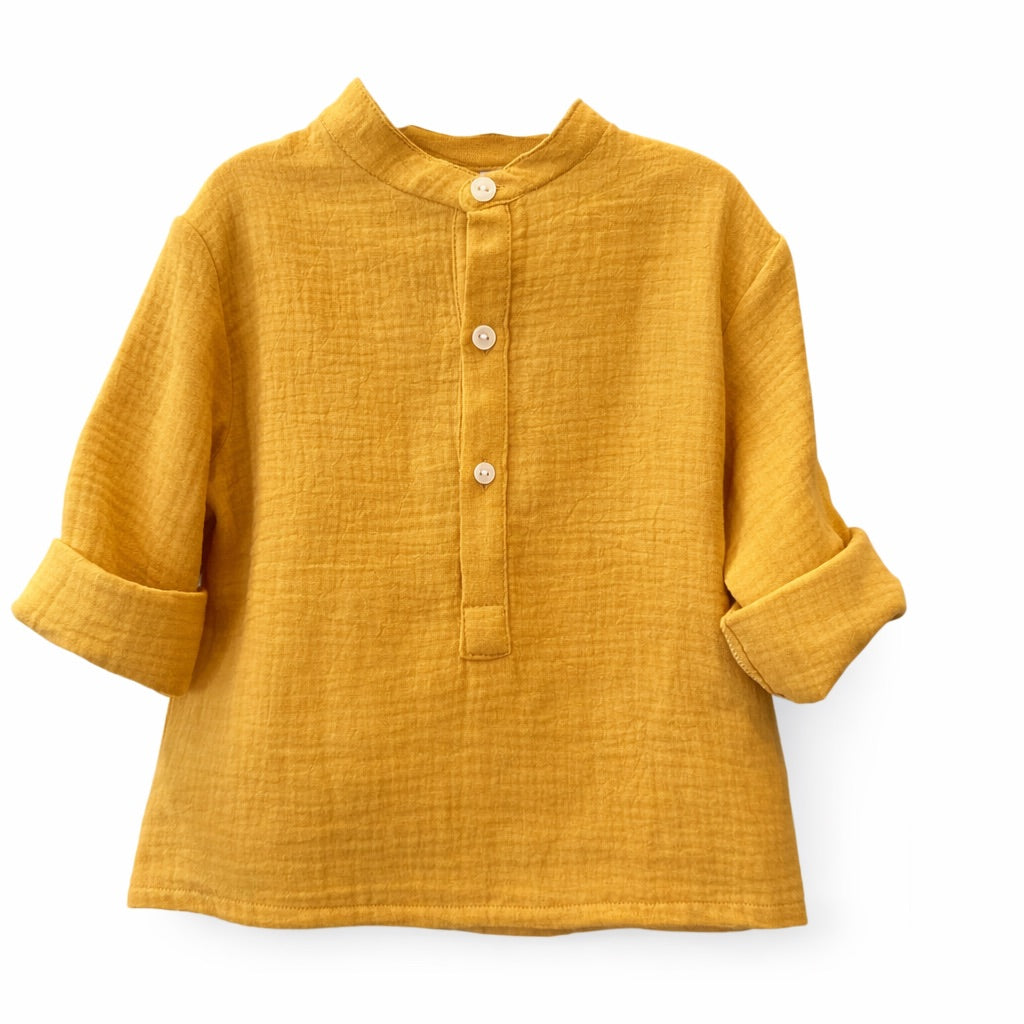 CAMISA MAO GASA MOSTAZA