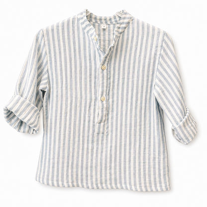 CAMISA CUELLO MAO GASA RAYA AZUL