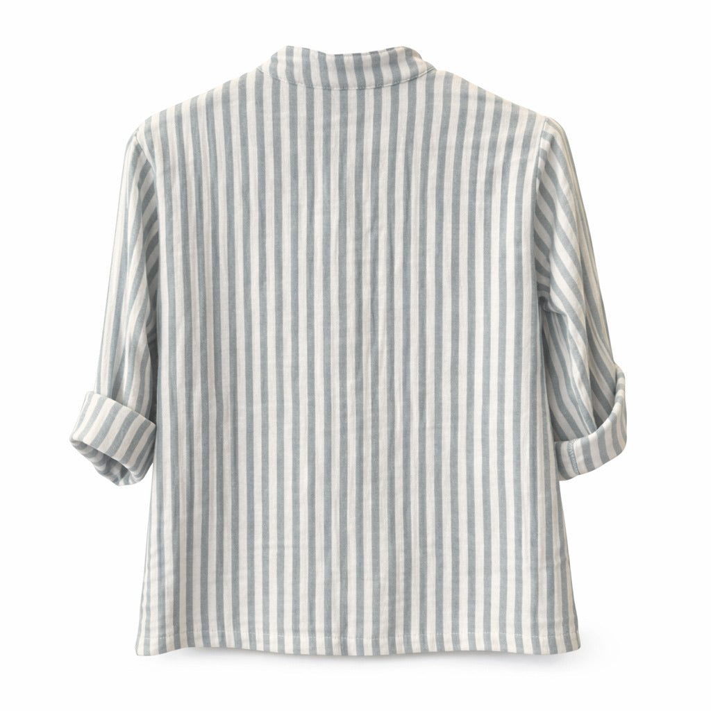 CAMISA CUELLO MAO GASA RAYA AZUL