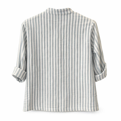 CAMISA CUELLO MAO GASA RAYA AZUL