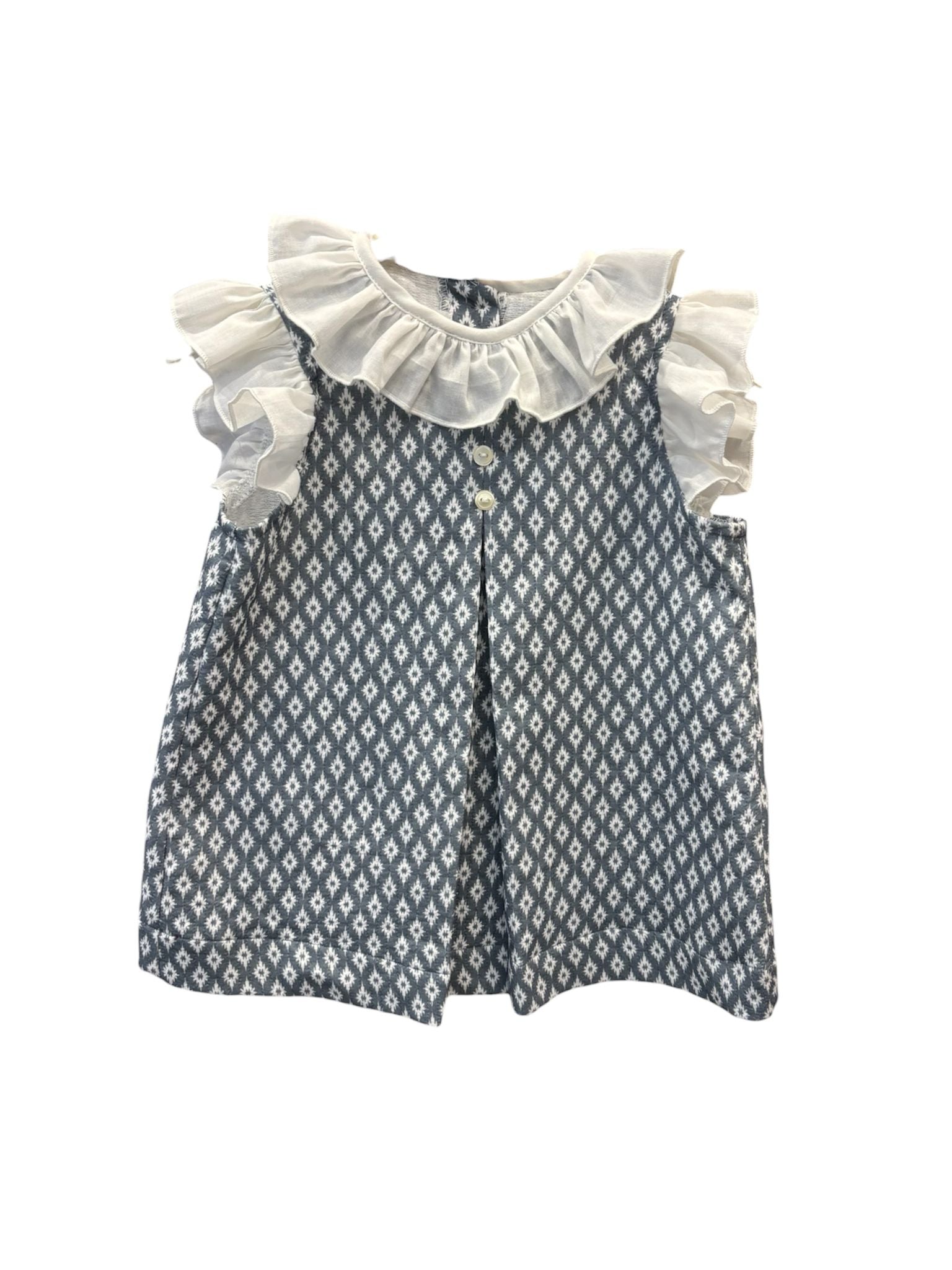 VESTIDO BABET IKAT AZUL CON ALITA