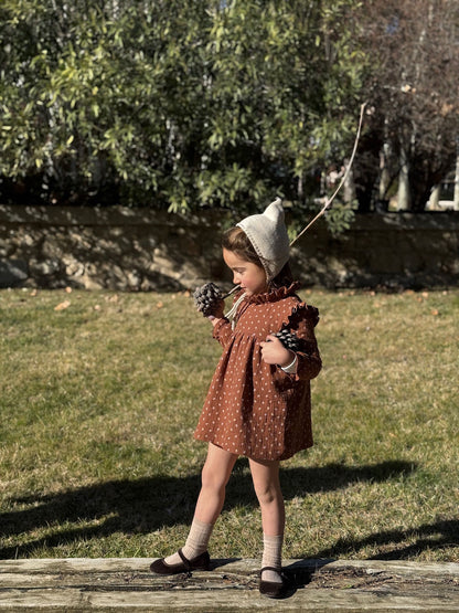 VESTIDO CANESÚ CUELLO ALTO ALITA RAMITA MARRÓN