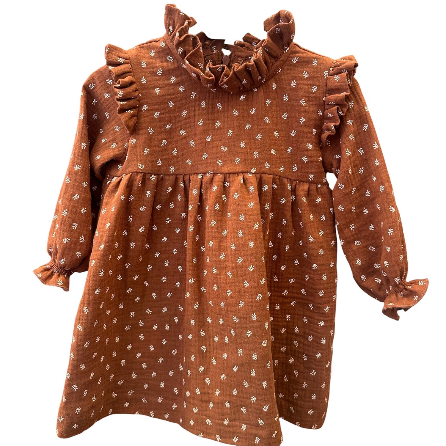 VESTIDO CANESÚ CUELLO ALTO ALITA RAMITA MARRÓN