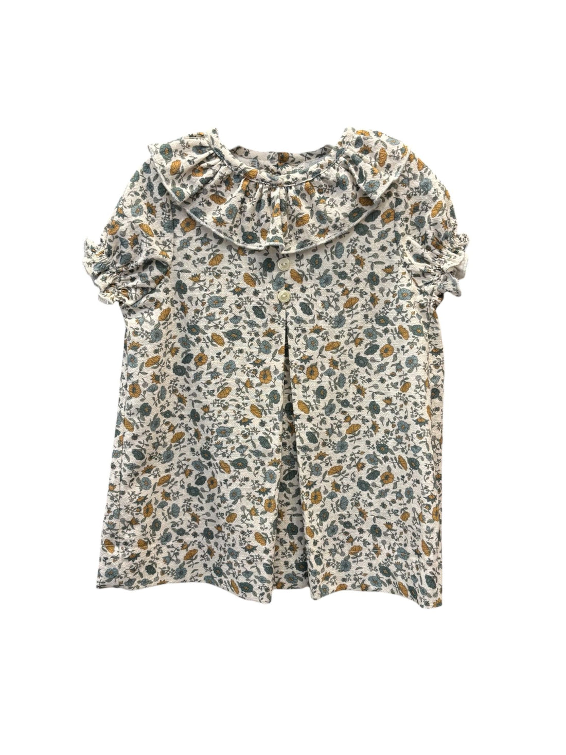 VESTIDO BABET FLOR AZUL MOSTAZA