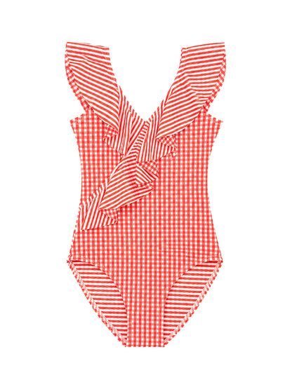 TRAJE DE BAÑO VICHY NARANJA