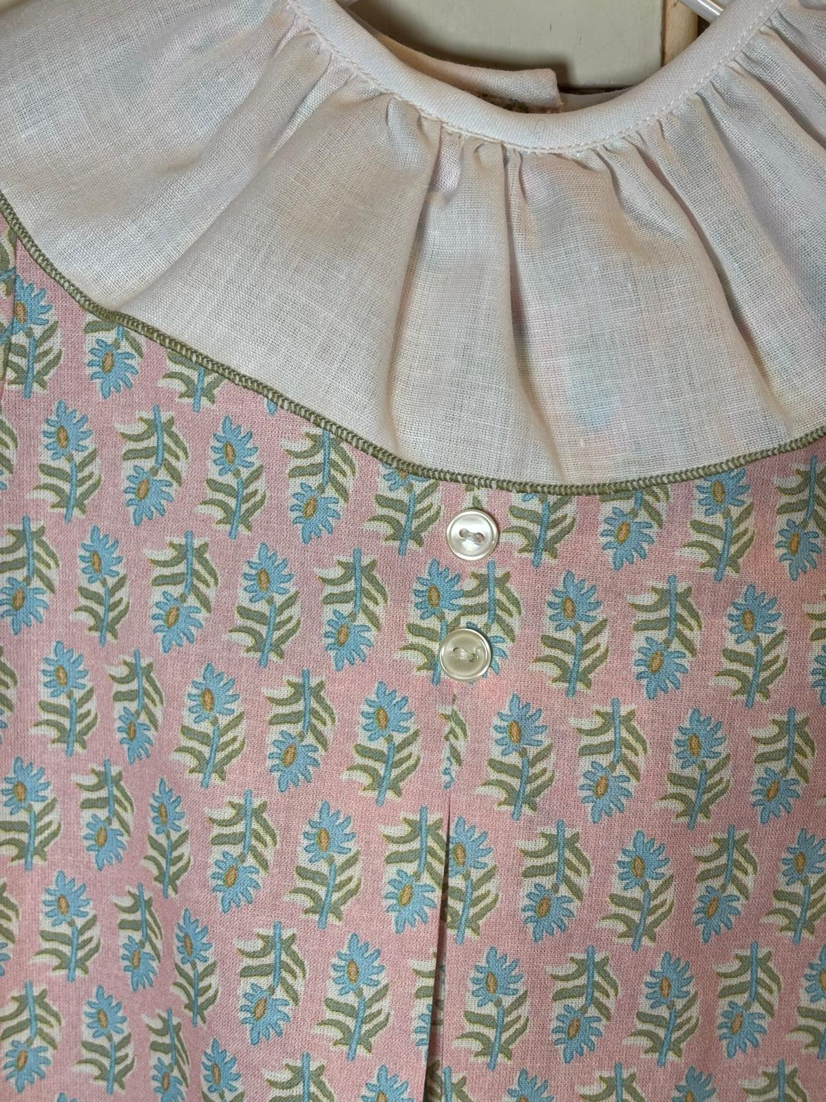 VESTIDO BABET ROSA FLOR AZUL