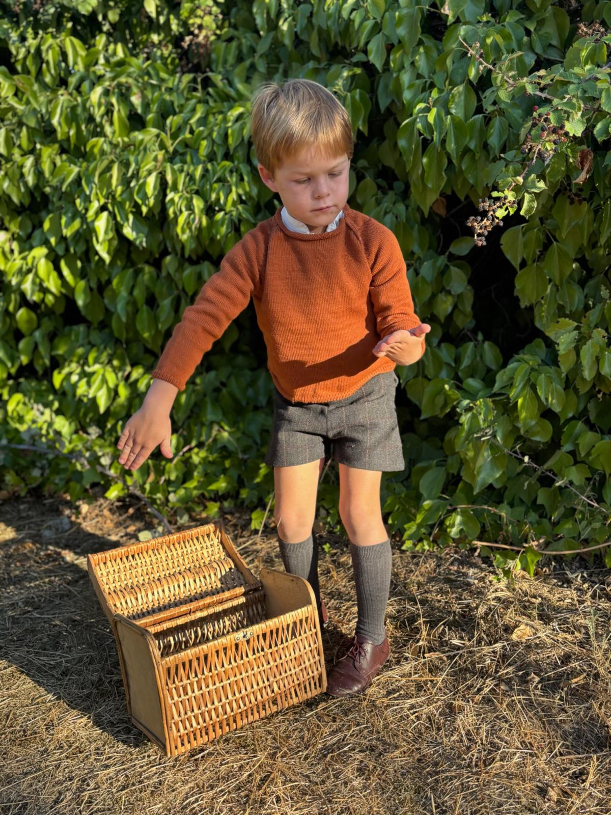 Pantalón corto lana carbón teja