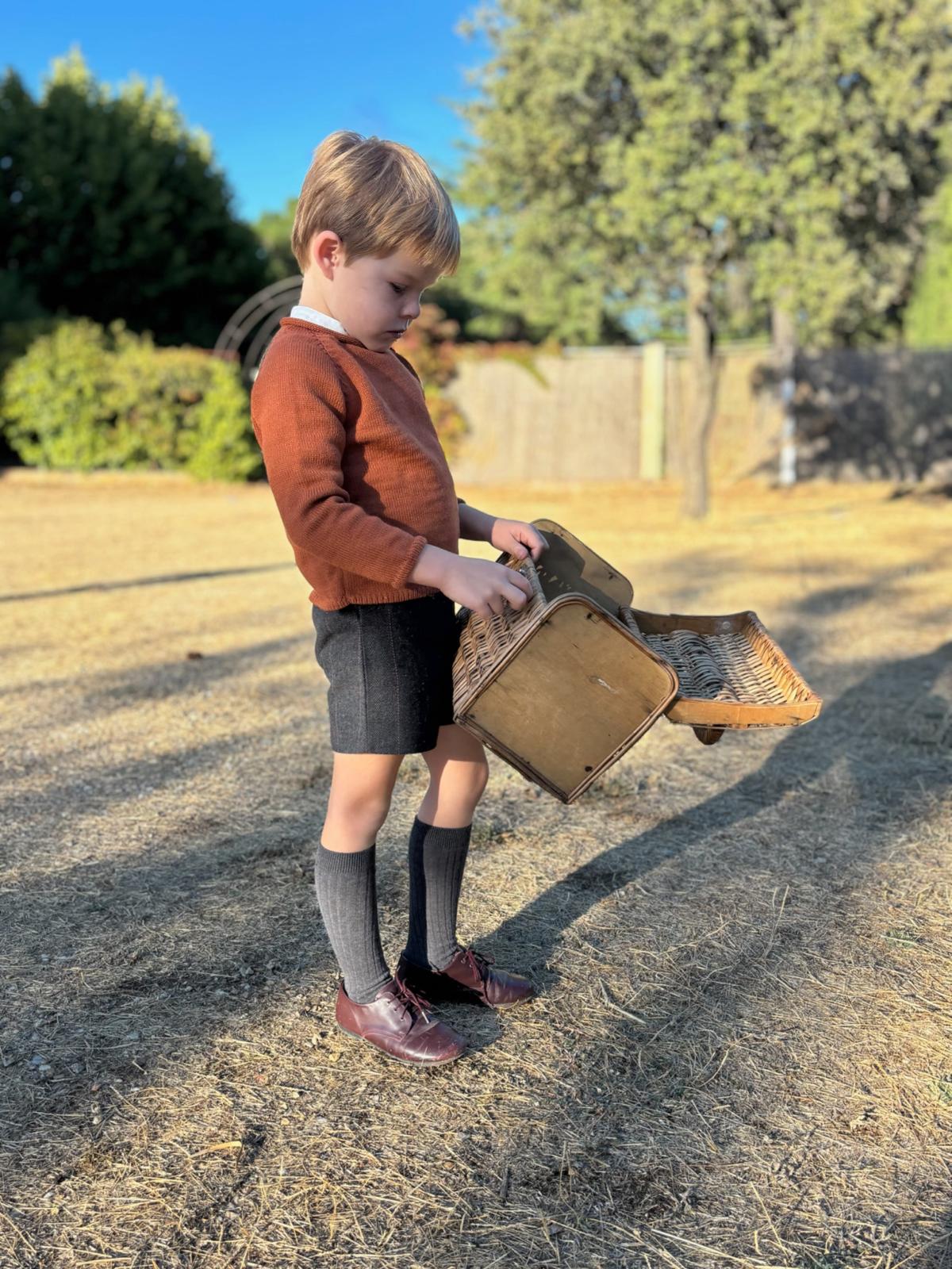 Pantalón corto lana carbón teja