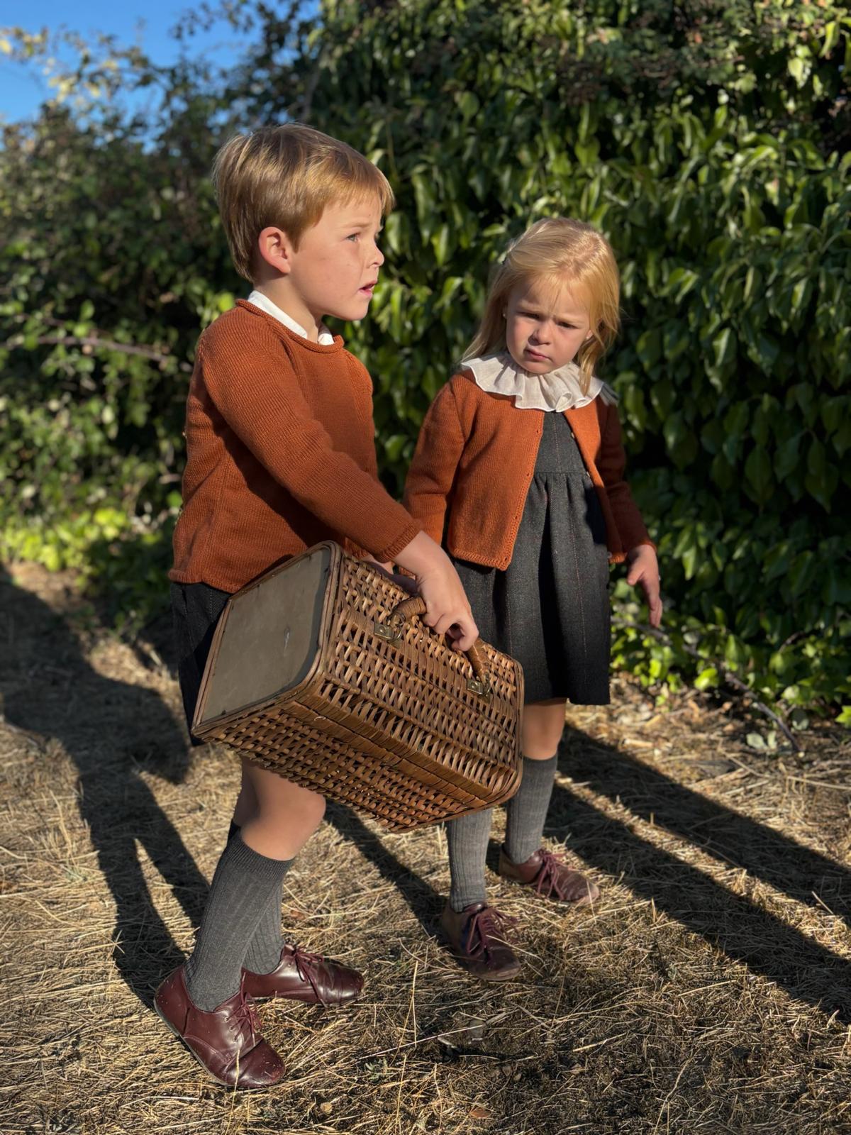 Pantalón corto lana carbón teja