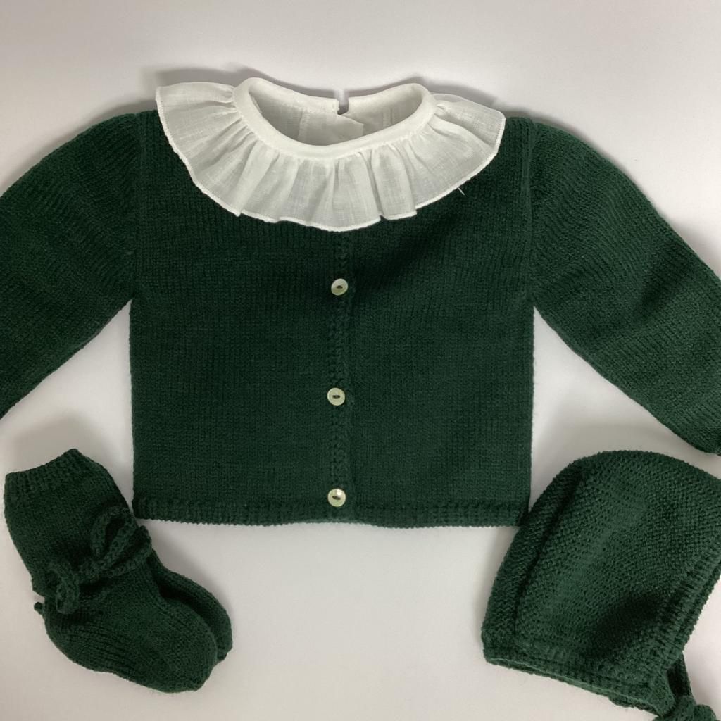 Chaqueta lana verde botella